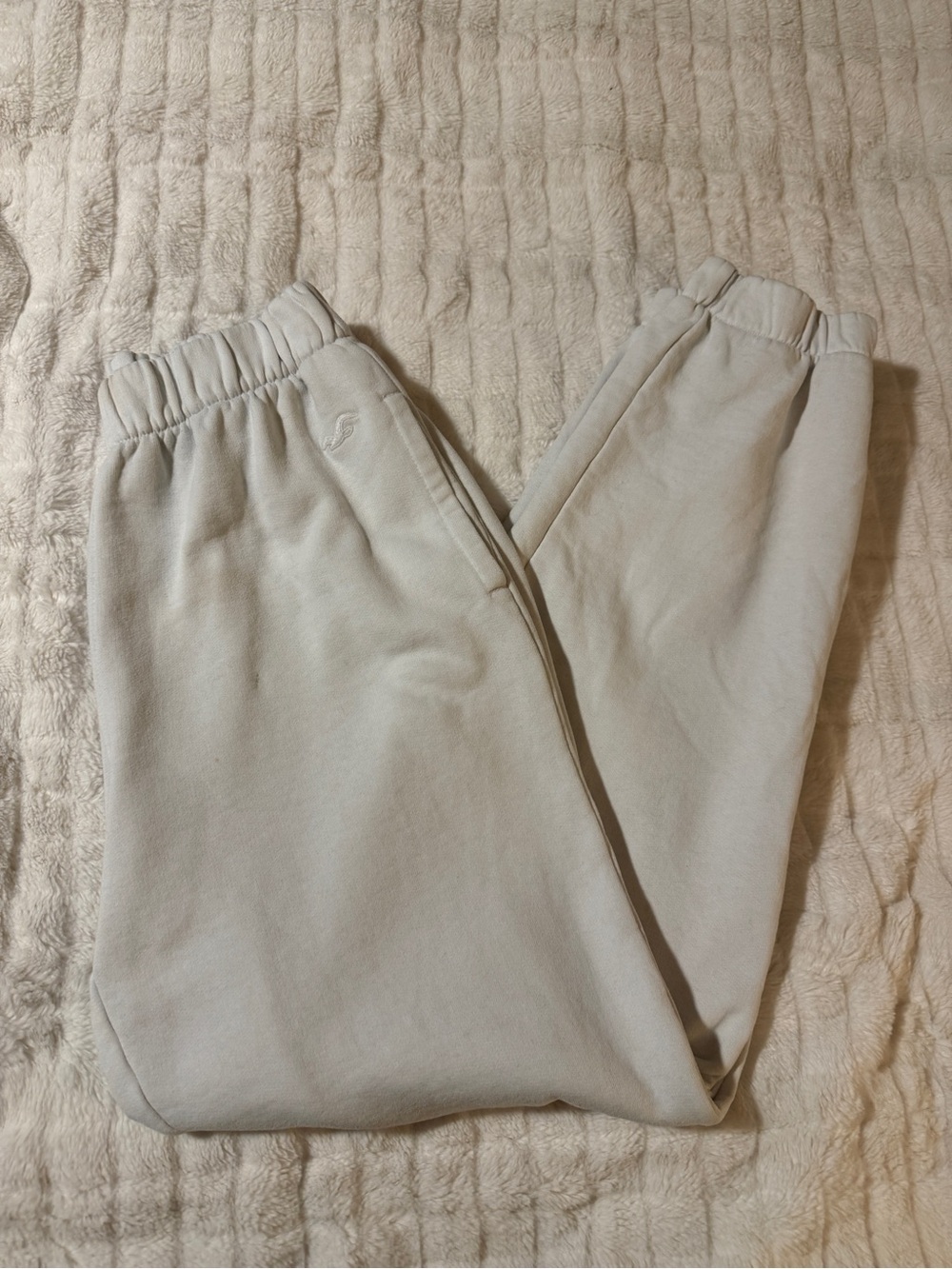 Hollister white Fleece Adjustable rise  Sweatpants-XS